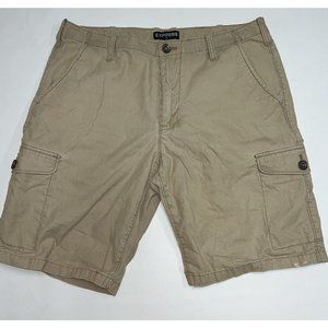 Express Mens Khaki Cargo Shorts Size 32  9.5" Flaw